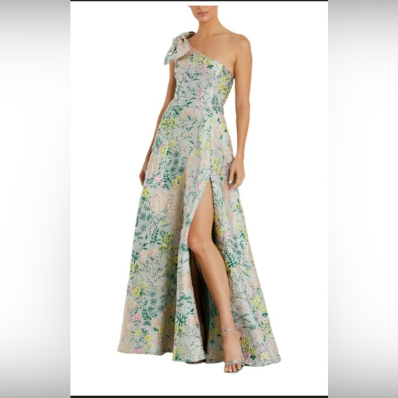 Mac Duggal Dresses & Skirts - Mac Duggal One-Shoulder Floral Gown in Pastel Multi